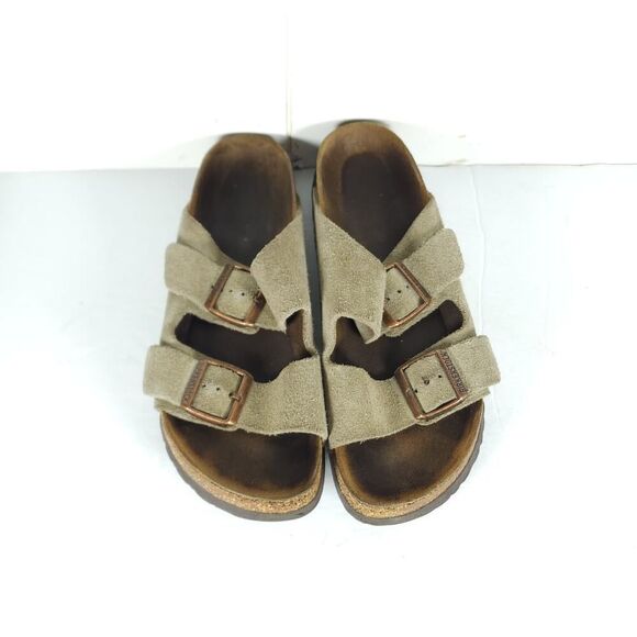 BIRKENSTOCK Women's Arizona US8 EU39 Taupe Suede SoftFB Slide Sandals - Picture 4 of 16
